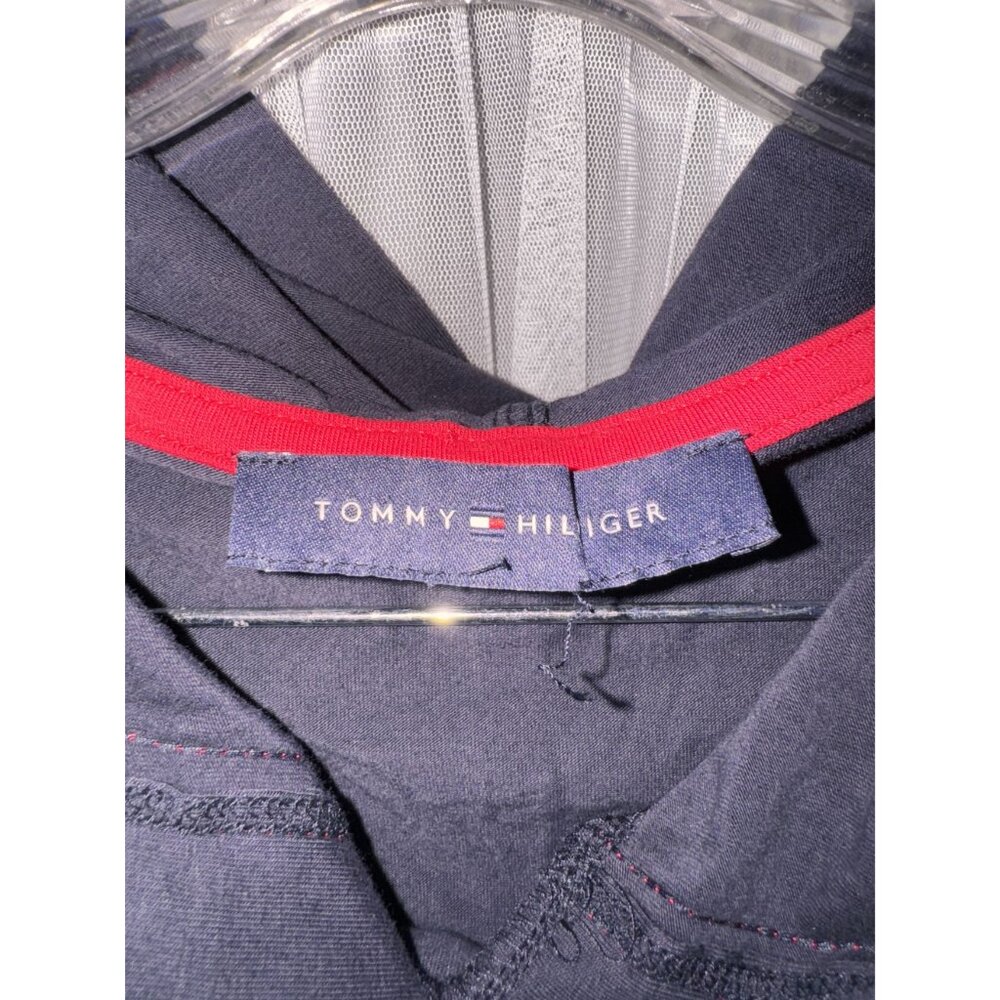 Tommy Hilfiger Navy Blue Logo Hoodie Dress With Red Drawstrings Size M - Picture 8 of 8